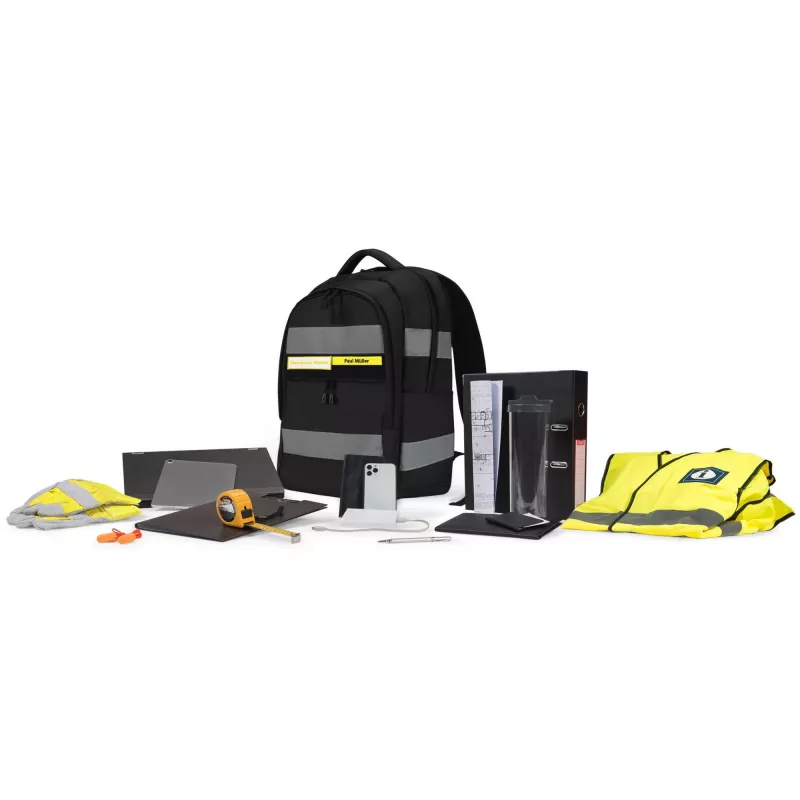 DICOTA Hi-Vis V2 mugursoma, melna, 320 x 220 x 455 mm, PET, TPU
