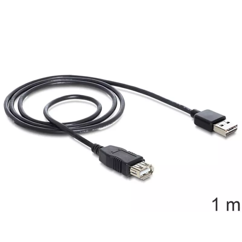 USB kabelis DeLOCK EASY-USB 2.0-A 1m Melns