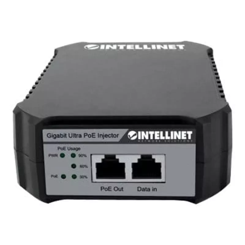 Intellinet Gigabit PoE++ inžektors, viens 95 W ports, atbilst IEEE 802.3bt (4PPoE), plastmasas korpuss, pie sienas stiprināma iespēja