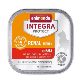 Mitrā kaķu barība animonda Integra Protect Veal 100 g — pieaugušiem kaķiem, bez graudiem un sojas, pārtikas alerģijām