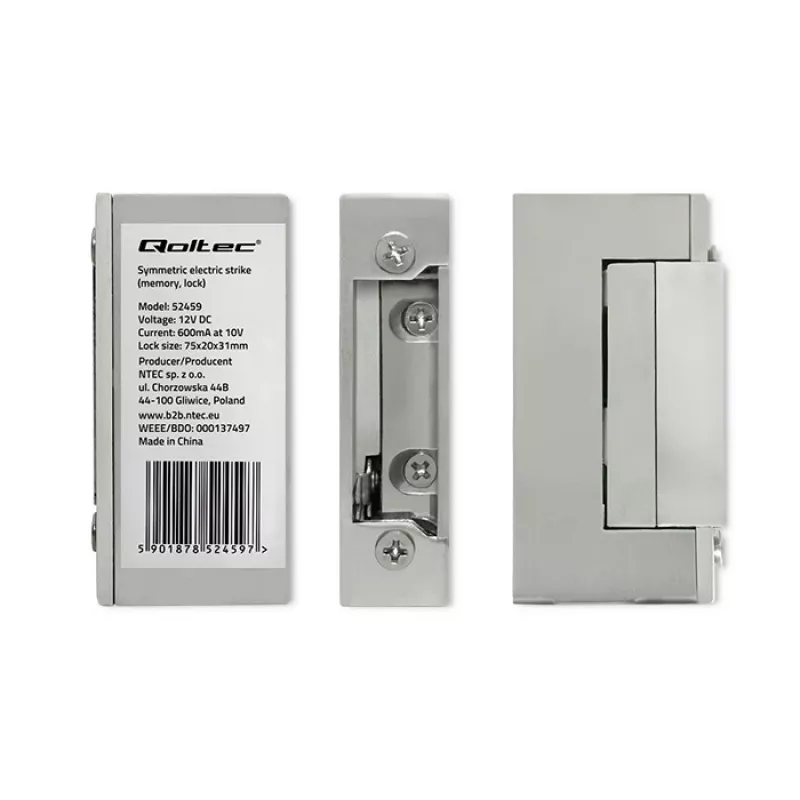 Elektromagnētiskā slēdzene QOLTEC 52459 12V simetriska ar atmiņu un aizvēršanu
