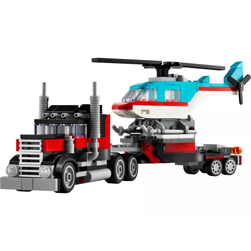 LEGO Creator 2-in-1 komplekts “Flatbed Truck with Helicopter” 31146, pārveidojams būvējums bērniem