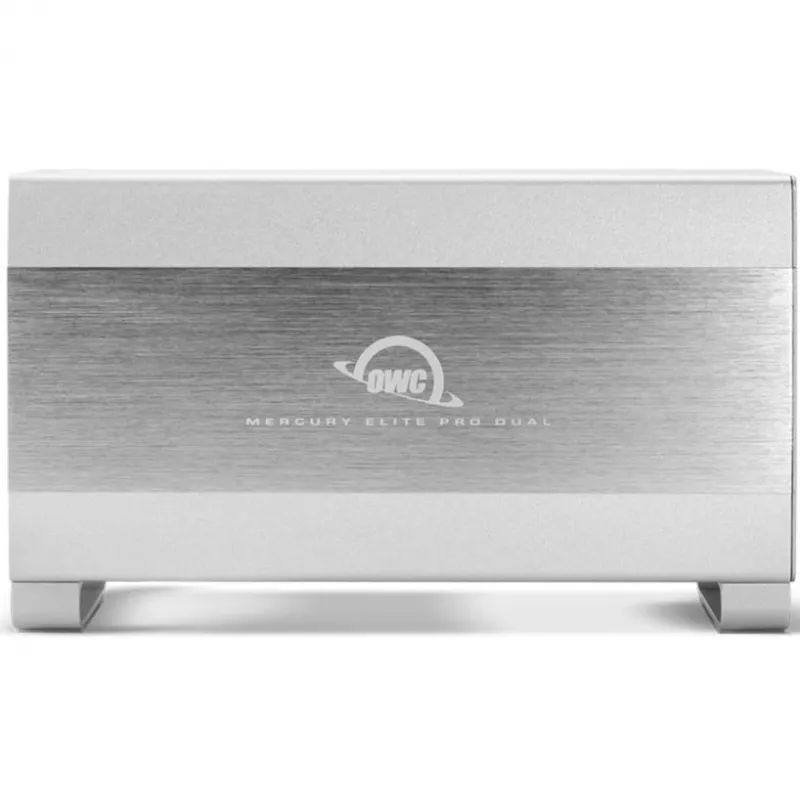 HDD korpuss OWC Mercury Elite Pro Dual balts 2× 3,5 collu SATA diskdziņiem, RAID 0/1/SPAN, USB Type‑B