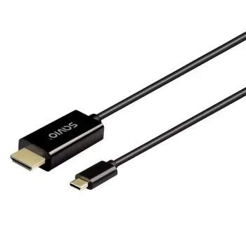 USB-C kabelis SAVIO CL-191 2 m — USB-C uz USB-C, tēviņš-uz-tēviņu, melns, plastmasas apvalks, vara vadītājs
