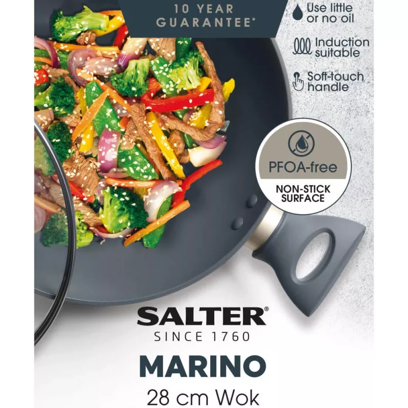 Wok panna Salter BW12267EU7 28 cm, nepiedegoša, piemērota indukcijai