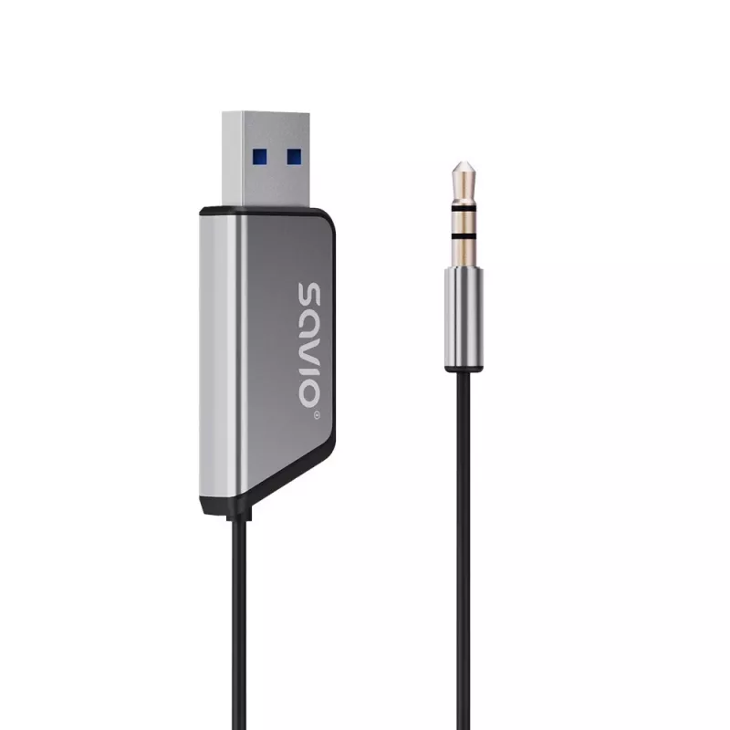 Savio TR-16 raidītāja AUX adapteris ar brīvroku funkciju, Bluetooth 5.3, Google Assistant/Siri