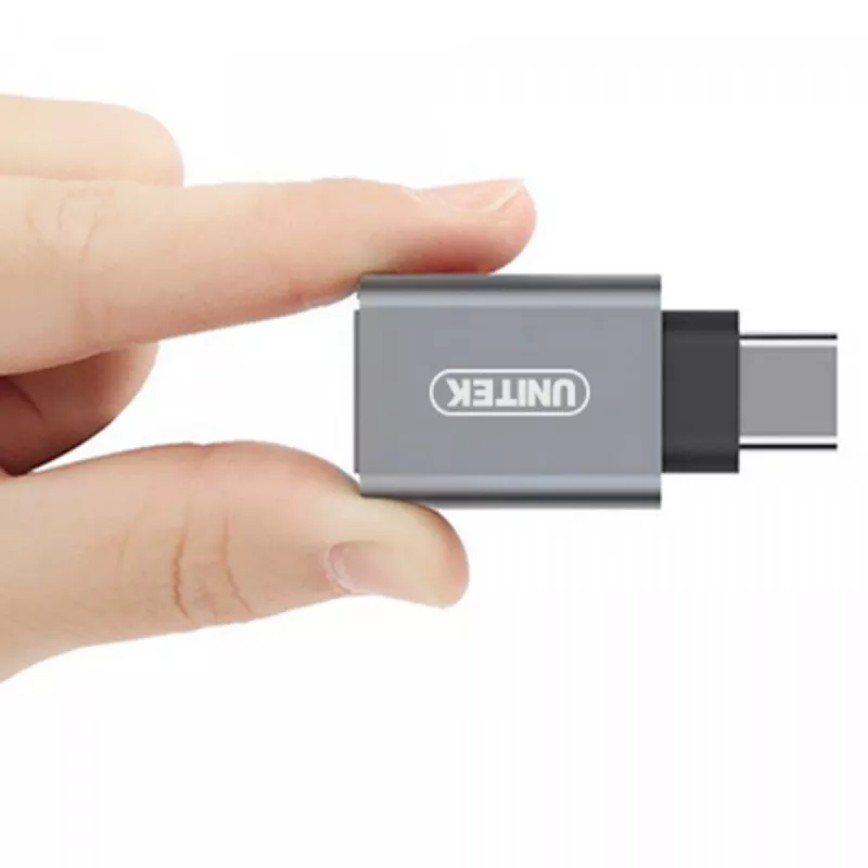 UNITEK Y-A025CGY kabeļa interfeisa/dzimuma adapteris USB Type-C uz USB Type-A, metālisks