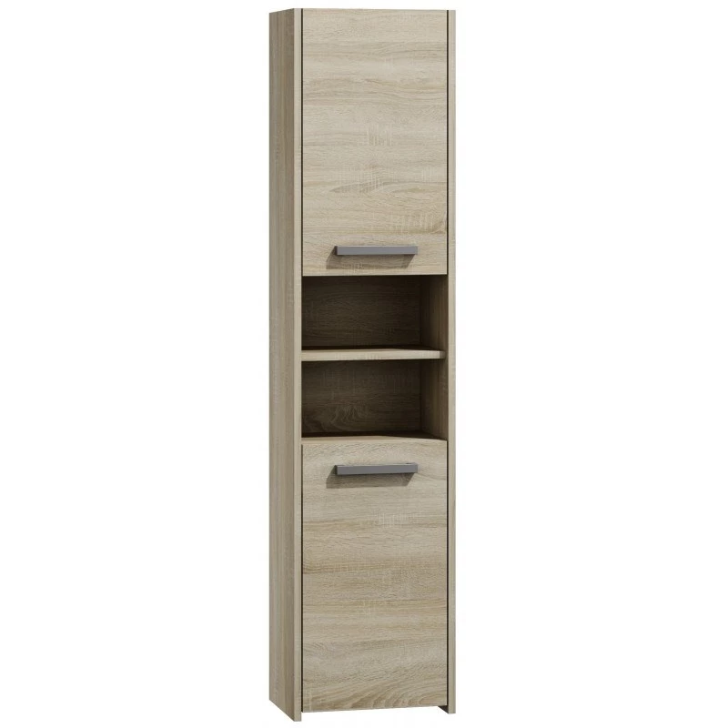 Vannas istabas uzglabāšanas skapis top e shop S40 SONOMA — Ozola rāmis, brīvstāvošs, 6 plaukti, 400×300×1700 mm