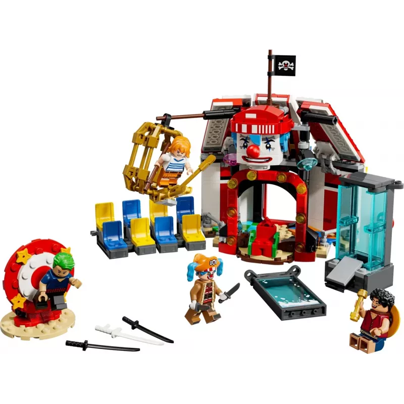 LEGO klucīšu spēļu komplekts Klauna Bagija cirka telts 75637 — 573 detaļas, 4 minifigūras, vecumam 8+