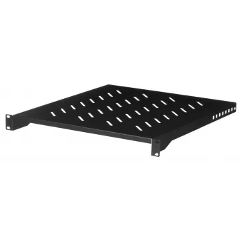 Rack shelf LANBERG AK-1005-B — 1U 19 inch rack shelf, 500 mm depth, 482.6×45 mm, Melns, 25 kg capacity