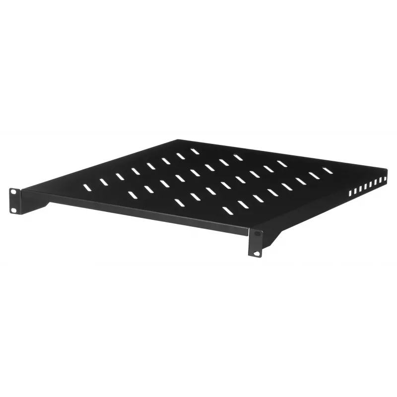 Rack shelf LANBERG AK-1005-B — 1U 19 inch rack shelf, 500 mm depth, 482.6×45 mm, Melns, 25 kg capacity