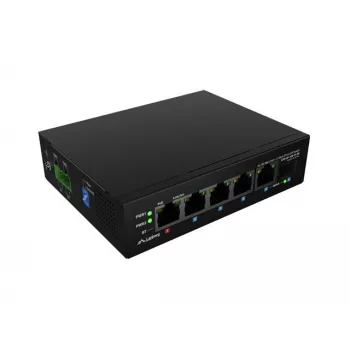 Tīkla komutators LANBERG ILFE-4P-1GE-1S-90 – nevadāms vieglās rūpniecības PoE, 4 porti (PoE), 1×GigE, 1×SFP, DIN stiprinājums