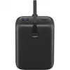 Powerbank 20.000 mAh, integrēts USB-C kabelis 13 cm, 30 W (melns, 20 Ah, 1x USB-A, 2x USB-C, PD, QC)