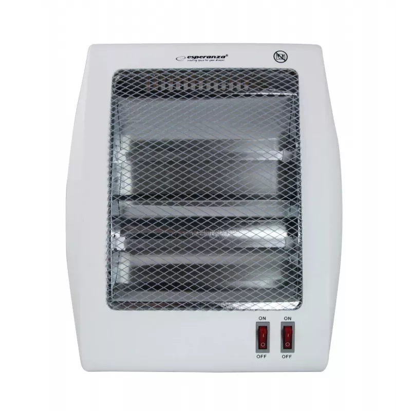 Kvarca elektriskais telpu sildītājs ESPERANZA EHH010 400W/800W, balts, 1,2 m vads, pogas, regulējams termostats