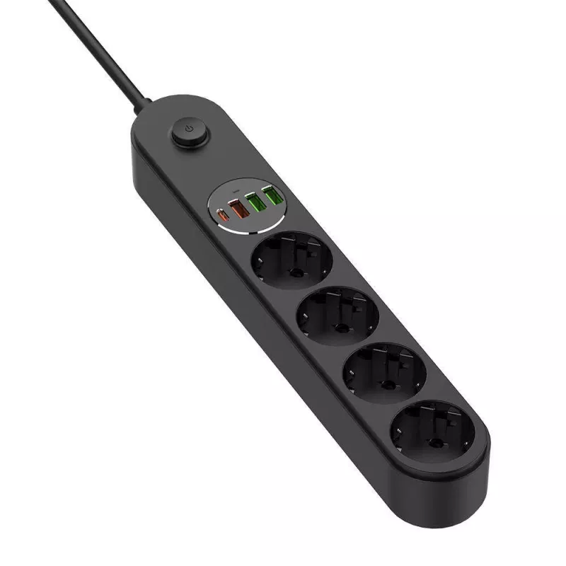 Strāvas sadalītājs ColorWay CW-CHE44PDB — 4 maiņstrāvas rozetes, 2 USB pieslēgvietas