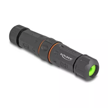 DeLOCK 88144 ūdensnecaurlaidīgs IP68 RJ45 ligzda uz ligzdu Cat.6A kabeļa savienotājs ar M20 vītni, melns