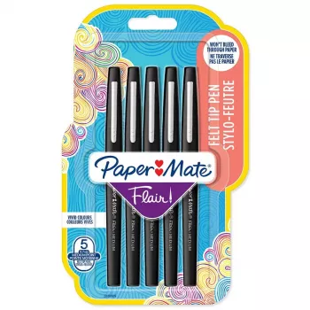 Flomāsteri Papermate Flair Oriģināls Medium Melns 5 gab.