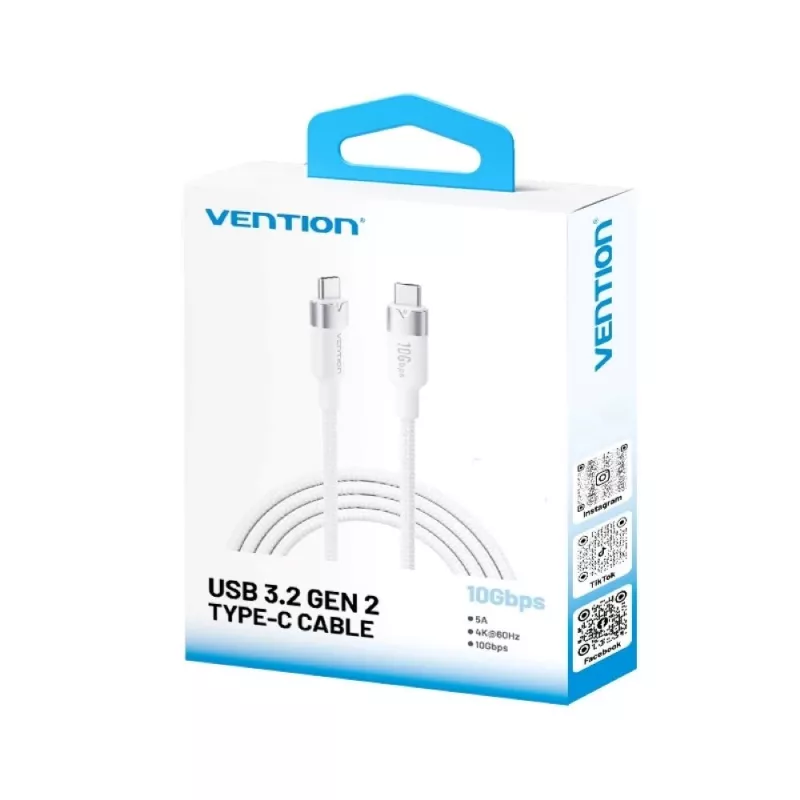 Vention USB 3.2 5A 10Gbps 1m WH USB-C uz C kabelis