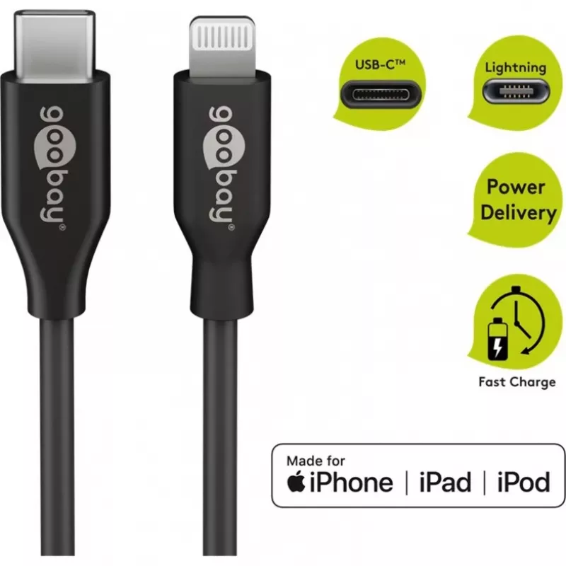 Uzlādes un sinhronizācijas kabelis Goobay Lightning uz USB-C 0,5 m