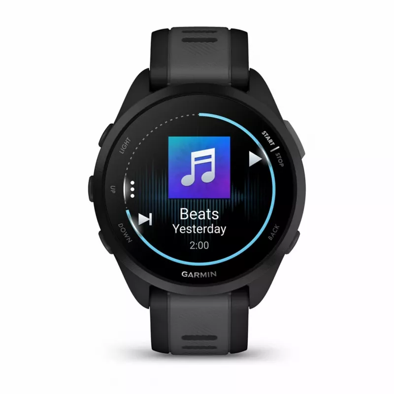 Garmin Forerunner 165 Music - Melns - Sporta pulkstenis ar siksniņu - Silikons - Slānekļpelēks - Plaukstas locītavas izmērs: 126-203 mm - Displejs 3 cm (1,2) (010-02863-30)