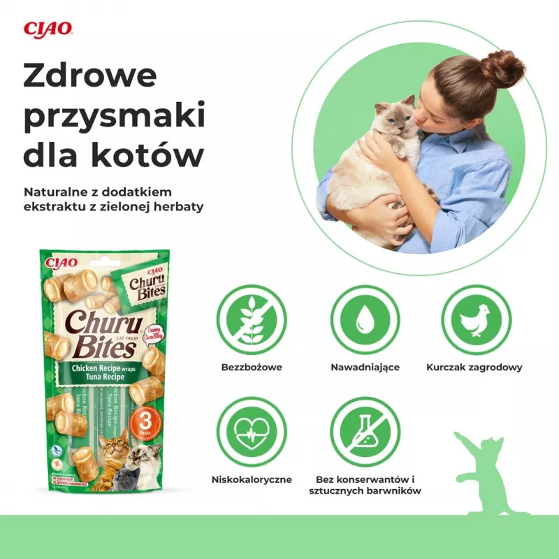 INABA Churu Bites tuncis ar vistu - kaķu gardumi - 3x10 g