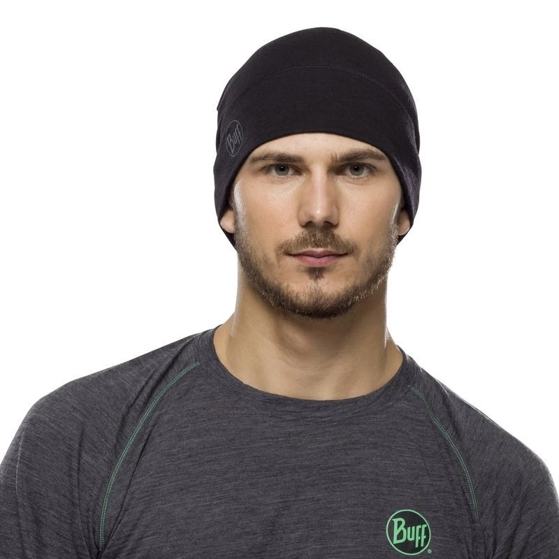 BUFF MERINO LIGHTWEIGHT BEANIE SOLID Melns viena izmēra cepure Standarta