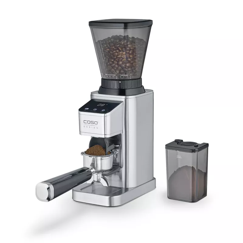 Caso kafijas dzirnaviņas | Barista Chef nerūsējošais tērauds | 150 W | Kafijas pupiņu ietilpība 250 g | Krūzīšu skaits 12 gab. | Nerūsējošais tērauds