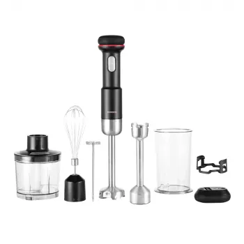Iegremdējamais rokas blenderis GASTROBACK Cordless Design 5-in-1 — 180 W, 0,5 L trauks, darbināms ar baterijām, nerūsējošā tērauda asmeņi