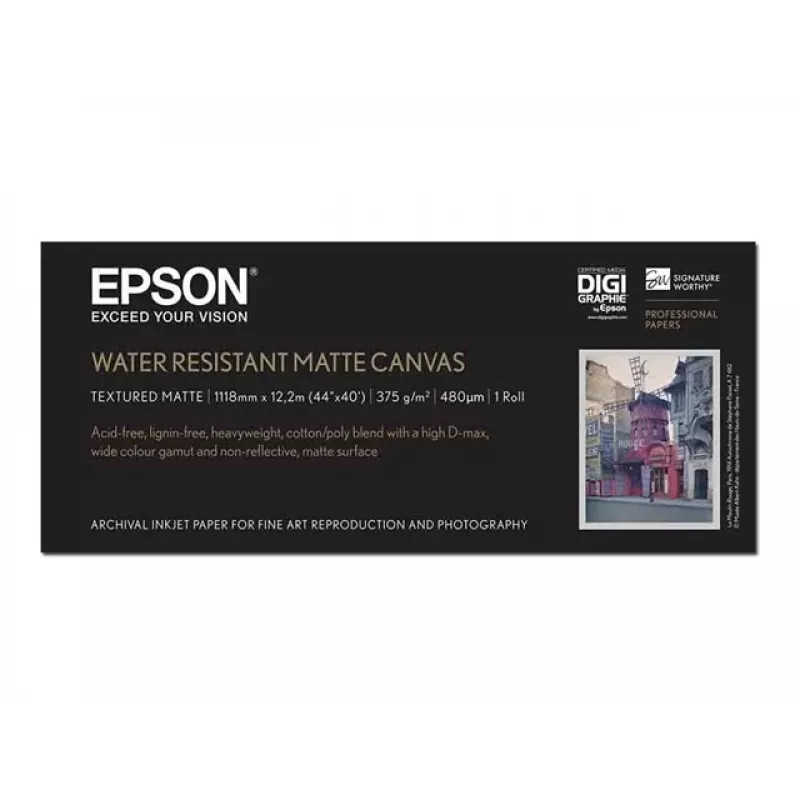 Epson ūdensizturīgs matēts audekla rullis, 44 collas x 12,2 m, 375 g/m²