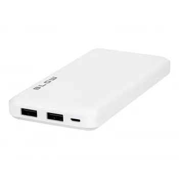Pārnēsājams lādētājs ārējais akumulators BLOW PB10A 10000mAh (37Wh), 2x USB-A izejas, 22.5W kopējā, Micro‑USB ieeja, polimēra baterija