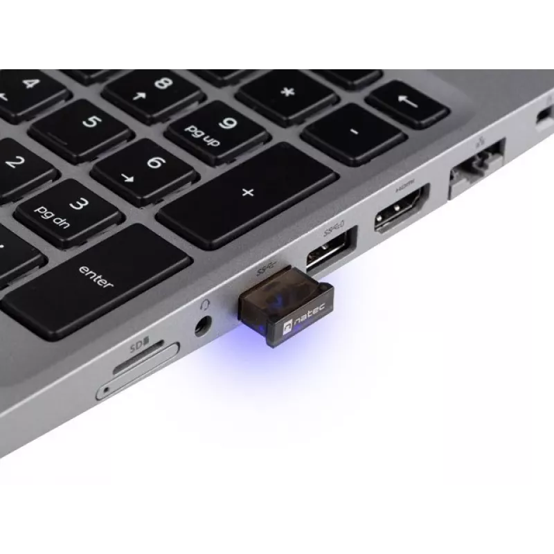 BLE bāka NATEC NBD-2003 USB Bluetooth 5.0 adapteris — melns, 20 m diapazons, USB A tipa