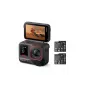 Action sports kamera Insta360 Ace Pro 2 — 50 MP, 8K Ultra HD (7680×3272), 1/1,3 collu sensors, līdz 240 kadriem/s, iebūvēts displejs, Wi‑Fi, MicroSD, 177,7 g, Melna