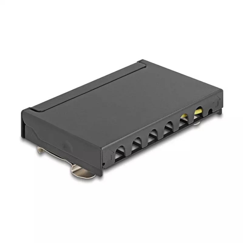 Plākstera panelis DELOCK Mini Desktop RJ45 6-portu Cat.6A ekranēts, metāla, melns, 80×22×125 mm
