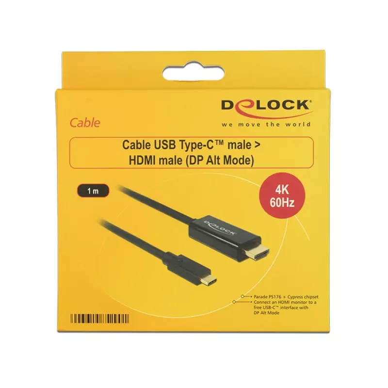 Video kabeļa adapteris DeLOCK 85290 USB Type-C uz HDMI 1m melns