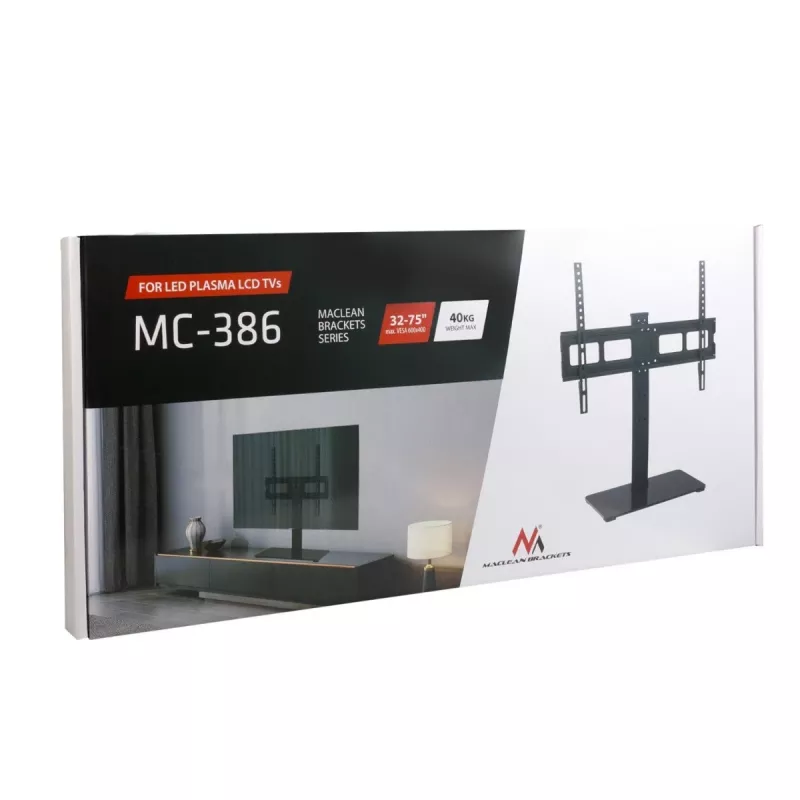 TV statīvs MACLEAN MC-386 32–75 collu televizoriem, līdz 40 kg, VESA 600x400 mm, pagriežams, brīvstāvošs
