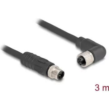 DeLOCK 80526 sensora/izpildmehānisma kabelis 3 m RST M12 melns