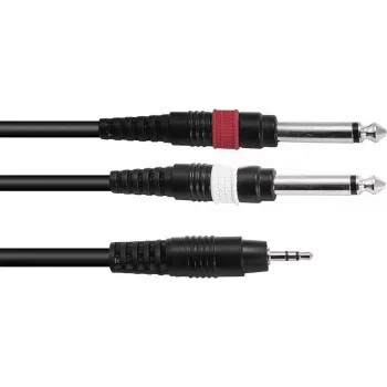 Audio adaptera kabelis Omnitronic 3.5mm uz 2×3.5mm, 3 m, melns