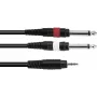 Audio adaptera kabelis Omnitronic 3.5mm uz 2×3.5mm, 3 m, melns