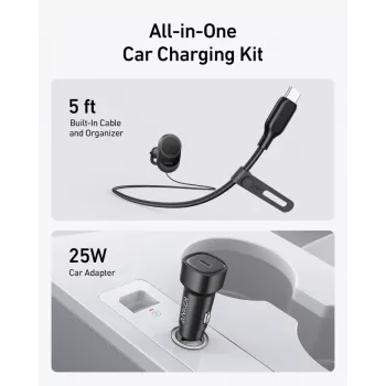 Bezvadu magnētiskais auto lādētājs Anker MagGo 15W — magnētiska 15 W Qi ātrā uzlāde viedtālruņiem, melns