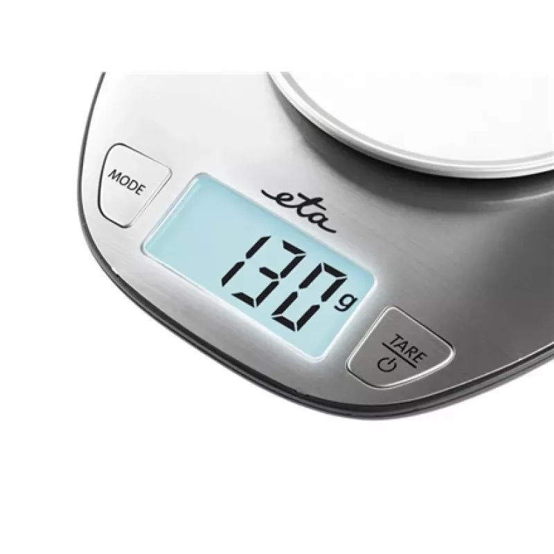 Elektroniskie virtuves svari ETA Dori nerūsējošais tērauds, 5 kg ietilpība, 1 g precizitāte