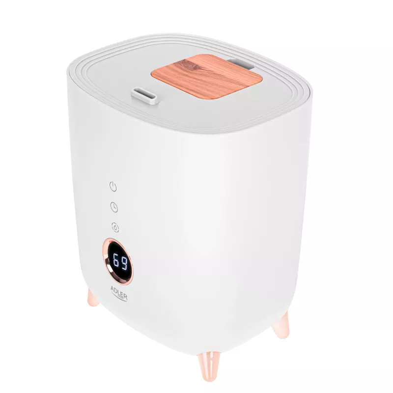 Ultraskaņas mitrinātājs Adler AD 7972 — 4 L tvertne, 300 ml/h, līdz 35 m², 23 W, balts
