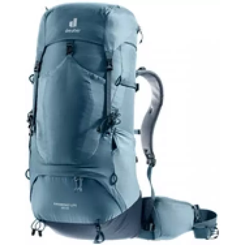 Mugursoma DEUTER Aircontact Lite 50 + 10 — iekšējais rāmis, 50 L (paplašināms līdz 60 L), 1,64 kg, augšējā ielāde, unisex, zila