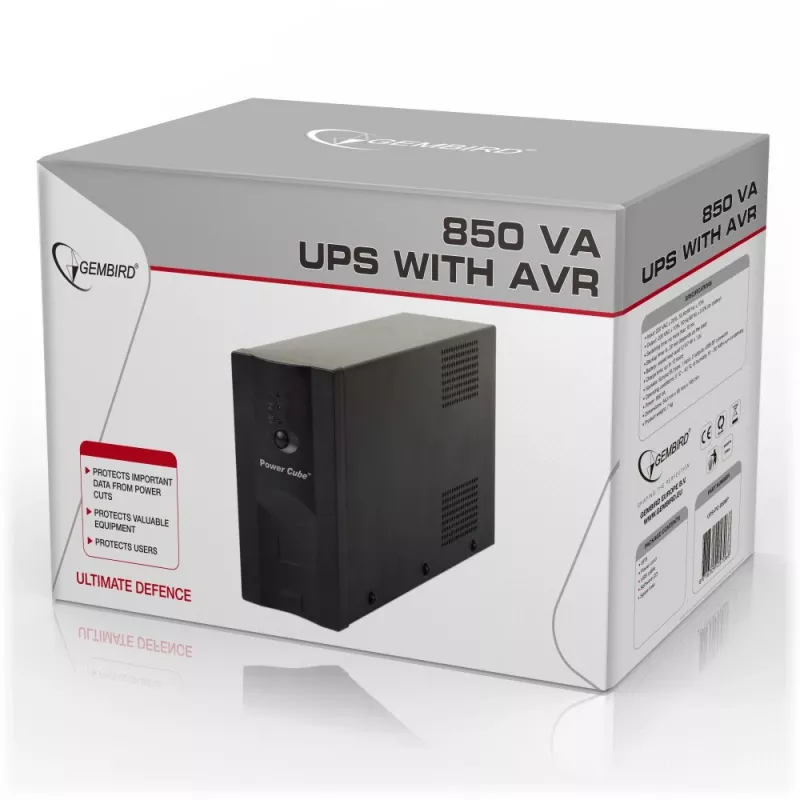 Gembird UPS-PC-850AP nepārtrauktās barošanas avots (UPS) Line-Interactive 0.85 kVA 520 W 4 AC kontaktligzdas