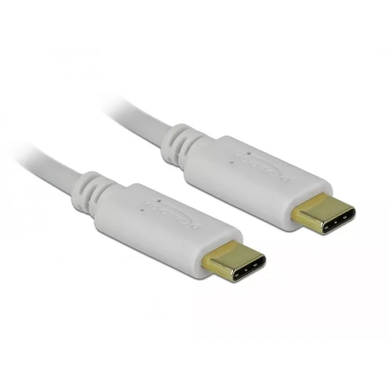 Delock - USB-C / barošanas kabelis - 24 kontaktu USB-C (M) uz 24 kontaktu USB-C (M) - 5 A - 15 cm - USB barošanas avots (100 W), atbalsta Power Delivery 2.0 - Balts (85357)