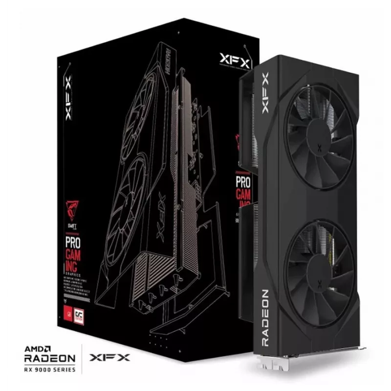 Grafikas karte XFX Radeon RX 9060 XT — 8 GB GDDR6, 128 bitu, PCIe 5.0, 2x DP + HDMI, 2 ventilatori