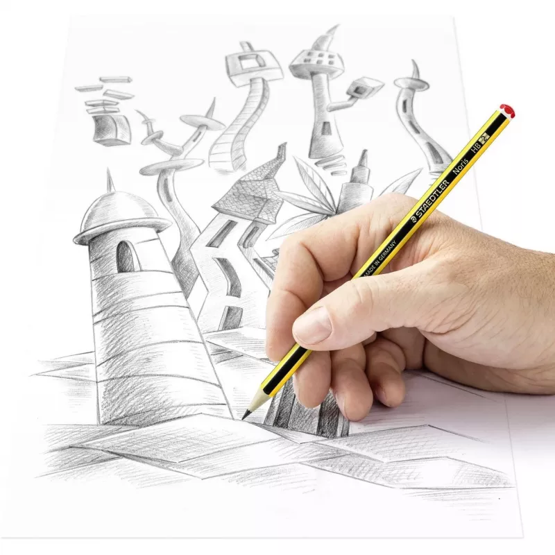 Koka zīmulis Staedtler Noris 120 2H — cietība 2H, grafitastieņa diametrs 2 mm, viena gab., melns/dzeltens