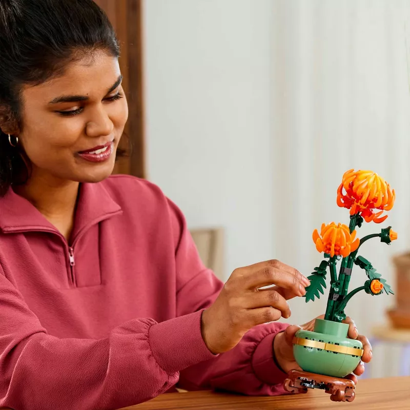 LEGO Icons krizantēmas zieda būvēšanas komplekts – radošs modelis pieaugušajiem, mākslīgā auga dāvana sievietēm, vīriešiem, viņai vai viņam, mājām, birojam