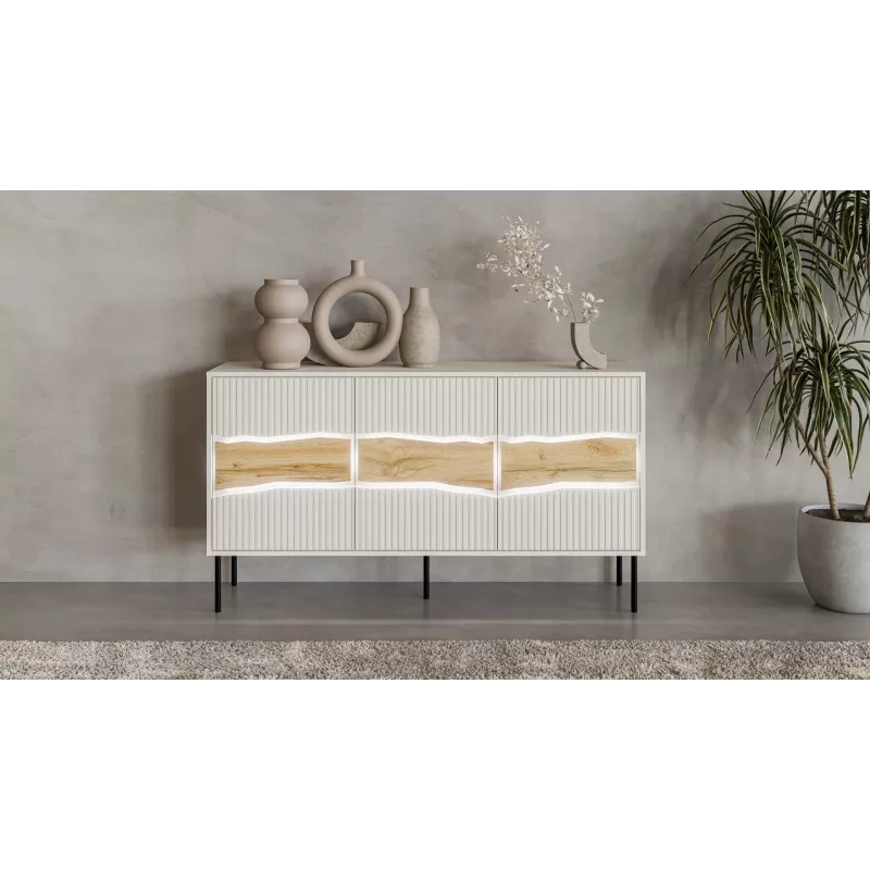 Kumode Cama Meble INSERTO 3D 143,5×40×80 cm — kašmira apdare ar LED