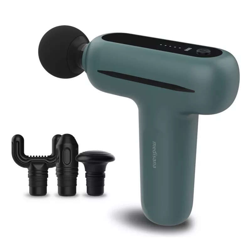 Medisana MG 200 muskuļu masieris ar 4 galvām, vibrāciju, 3000 RPM, 8 mm amplitūdu, Li‑Ion 7.4V, USB uzlādi
