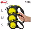Izvelkama pavada Flexi New NEON 5 m - lentes pavada, maziem suņiem līdz 15 kg, melna/dzeltena